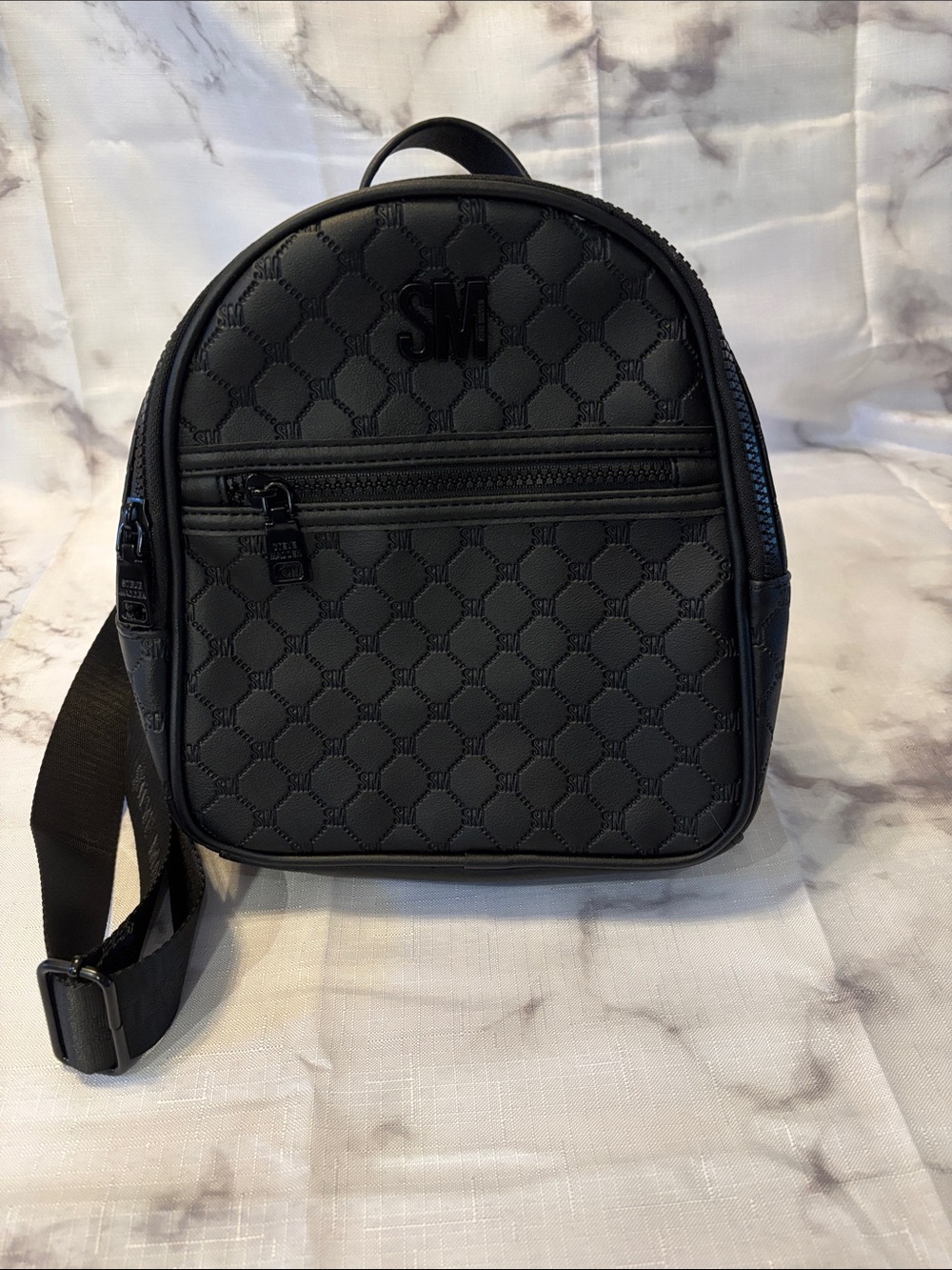 Steve Madden Black Quilted Mini Backpack